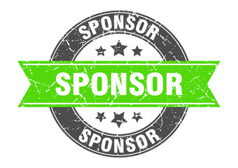 sponsor round stamp with green ribbon. sponsor