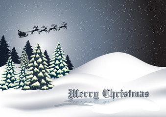 Merry Christmas background with flying santa claus
