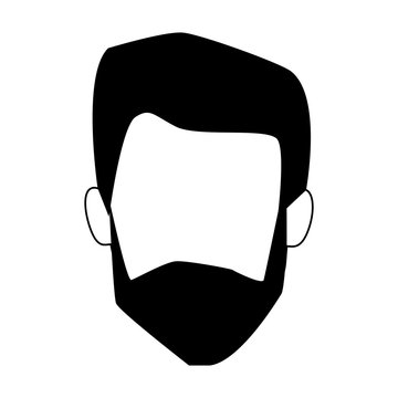 avatar man face with beard icon, flat design