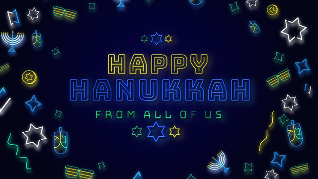 Happy Hanukkah Neon Title