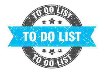 to do list round stamp with turquoise ribbon. to do list