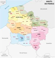 administrative map of the new french region Hauts de France - obrazy, fototapety, plakaty