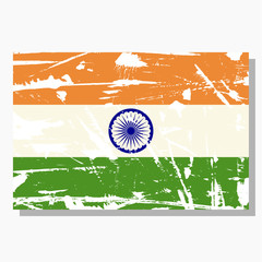 Indian flag with scratches, vector flag of India.