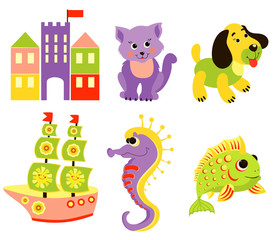 Cute baby icons with animals. 