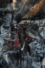 Embers. Ashes in the barbecue.Hot burning coals