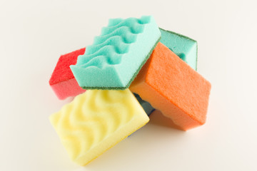 foam rubber sponges isolated on a white background for washing dishes