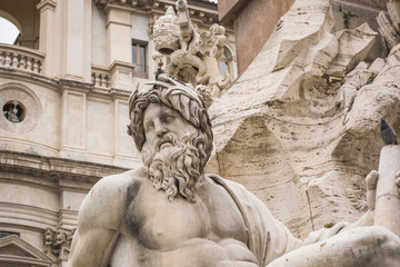 Fontana dei Fiumi in Piazza Navona in Rome. Bernini's work.