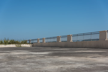 Modern concrete building factory roof space