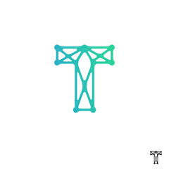 Line art Letter T, technology, tech, tech T  Logo Design Template	