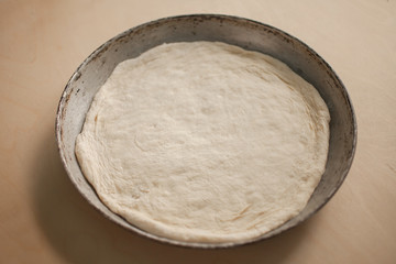 Bottom layer of a pie in baking dish
