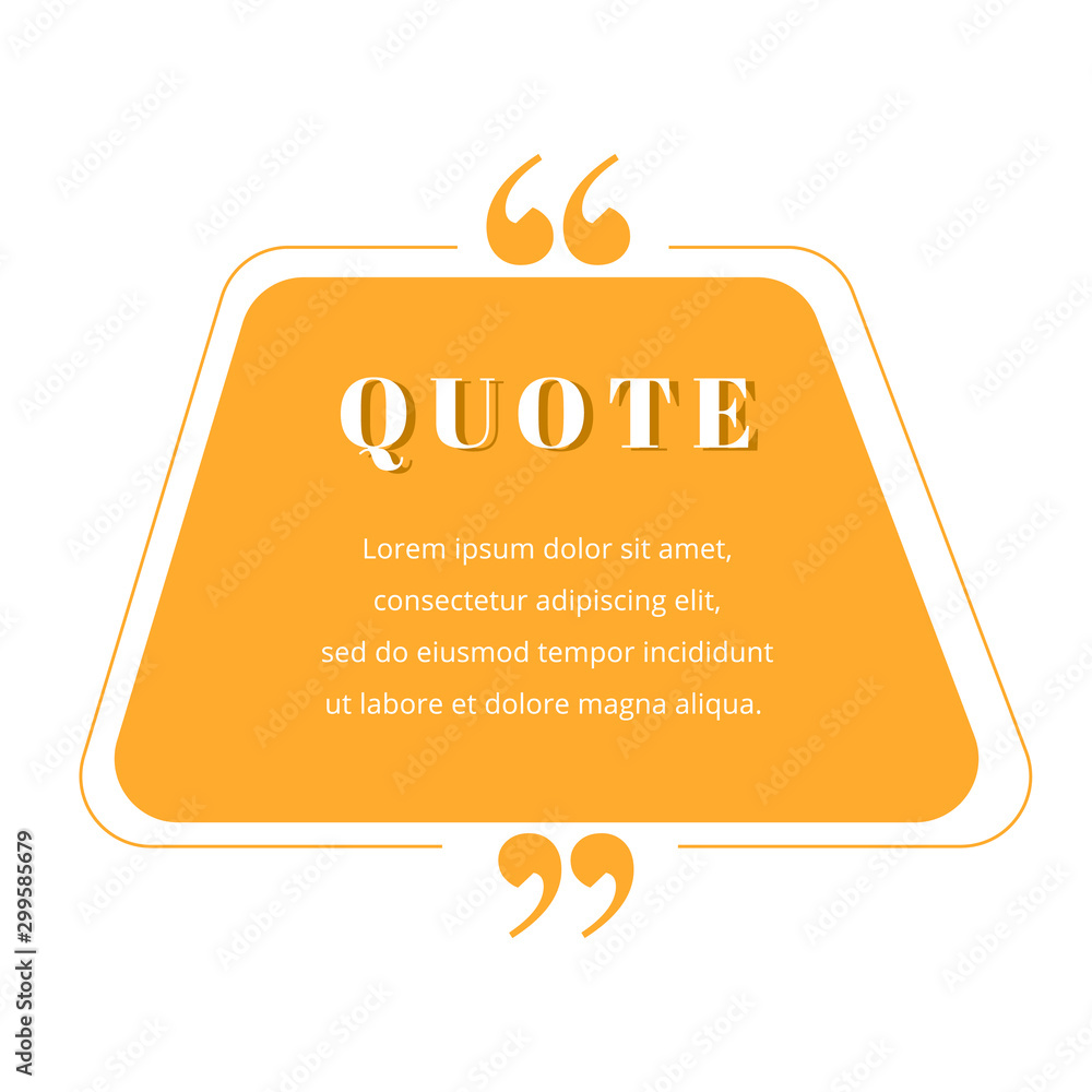 Aufkleber quote blank frame vector template. orange gradient speech bubble. quotation, citation text box desig