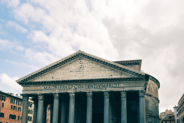 Naklejka premium Exterior view of the Pantheon of Agrippa in Rome