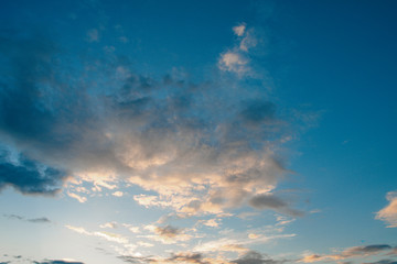 blue sky with clouds and sun