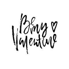 Be my Valentine. Valentine s typography. Vector illustration of Valentine Greeting Card with heart. Black typography.