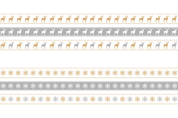 christmas seamless border set with snowflake and deer pattern vector illustration EPS10