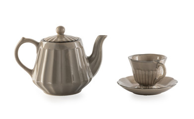ceramic teapot on white background
