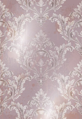 Rococo texture pattern Vector. Floral ornament decoration. Victorian engraved retro design. Red color. Vertical. Vintage grunge fabric decors. Luxury fabrics