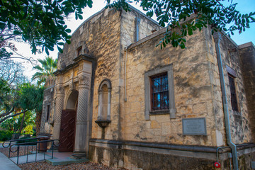 The Alamo Mission gift shop in downtown San Antonio, Texas, USA. The Mission is a part of the San Antonio Missions World Heritage Site.