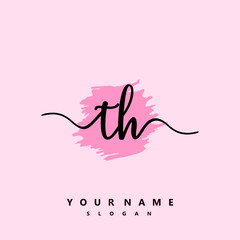 TH Initial handwriting logo vector