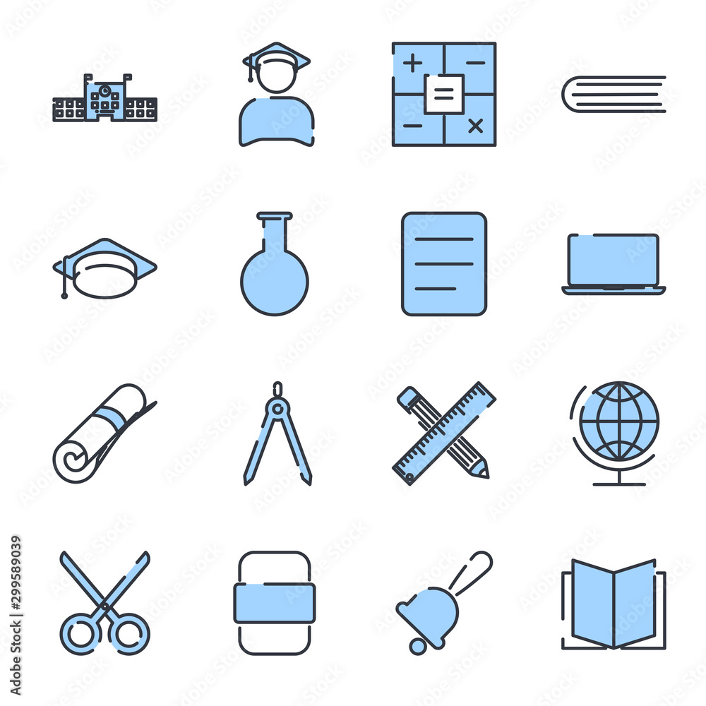 Poster school and education set icon template color editable. school and education pack symbol vector sign 