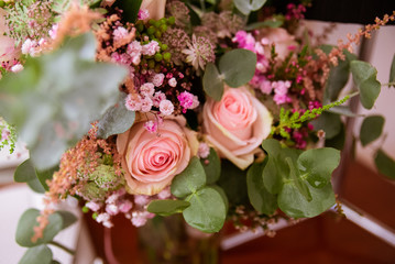 Flower arrangement at a wedding