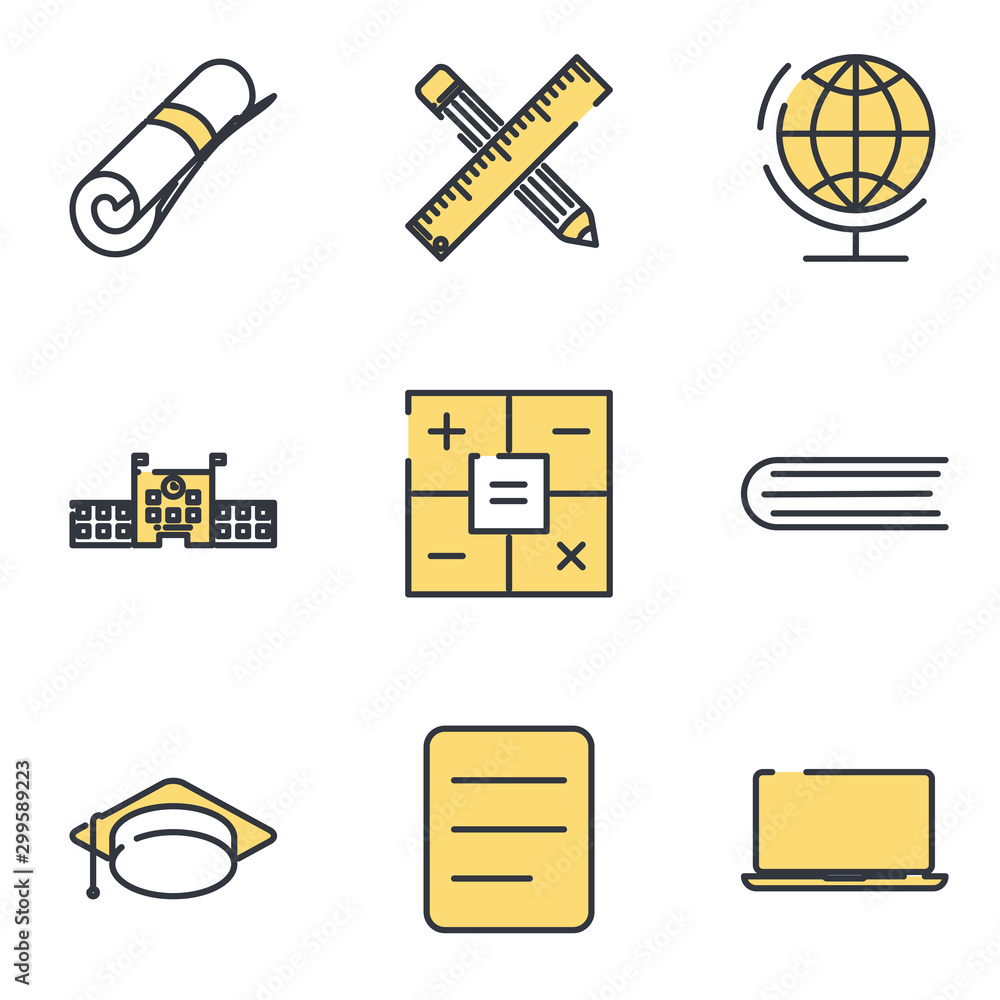 Aufkleber school and education set icon template color editable. school and education pack symbol vector sign 