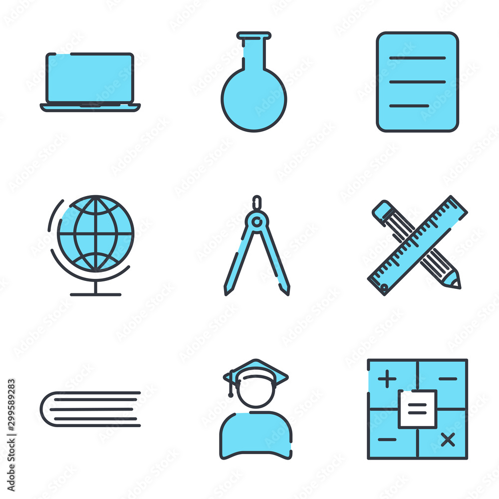 Aufkleber School and education set icon template color editable. School and education pack symbol vector sign isolated on white background illustration for graphic and web design.
