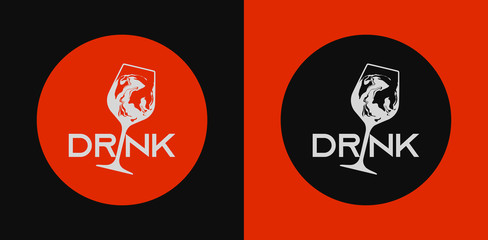 illustration of drink glass with liquid effect. Idea for logo and design for event promotion.