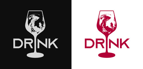 illustration of drink glass with liquid effect. Idea for logo and design for event promotion.