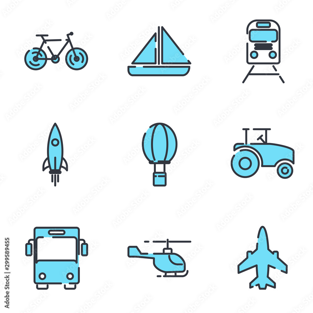 Aufkleber transportation set icon template color editable. transportation pack symbol vector sign isolated on 
