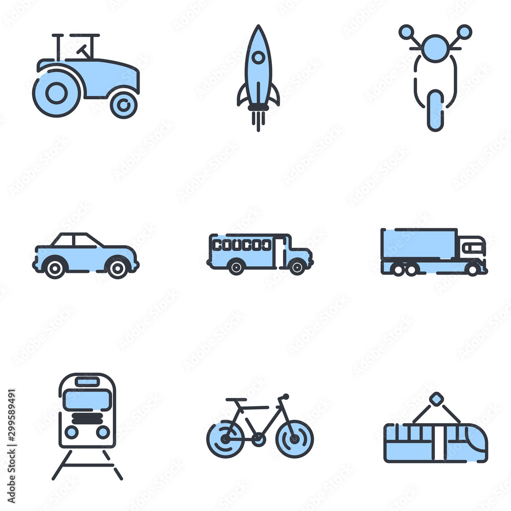 Poster transportation set icon template color editable. transportation pack symbol vector sign isolated on 