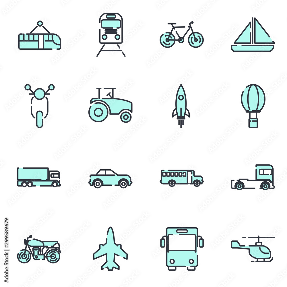 Poster transportation set icon template color editable. transportation pack symbol vector sign isolated on 