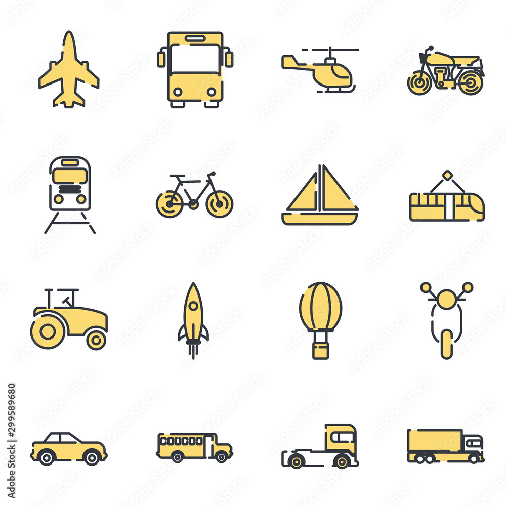 Poster transportation set icon template color editable. transportation pack symbol vector sign isolated on 
