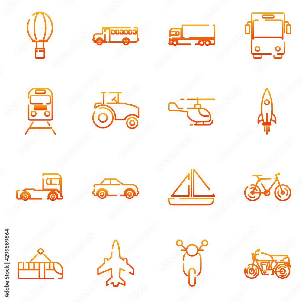 Aufkleber transportation set icon template color editable. transportation pack symbol vector sign isolated on 