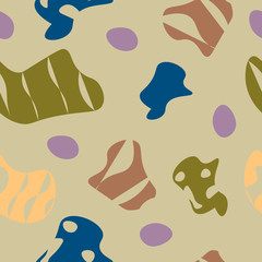 Seamless abstract pattern of spots of different colors and sizes, handmade modern stylish background for banners and advertising. Vector EPS10