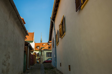 Sighisoara, Romania: Medieval street view in Sighisoara founded by saxon colonists in XIII century