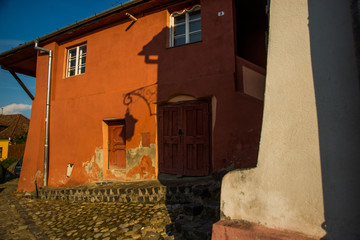 Sighisoara, Romania: Beautiful houses in the historic center of the city.