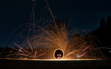 Steel wool Firework - Fun with fire and burning steel