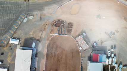 Aerial view of Rodeo Stadium and standings
