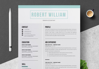 Resume Layout with Teal Accent