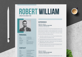 Teal Resume Layout Set