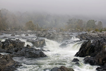 Foggy Great Falls in Autumn