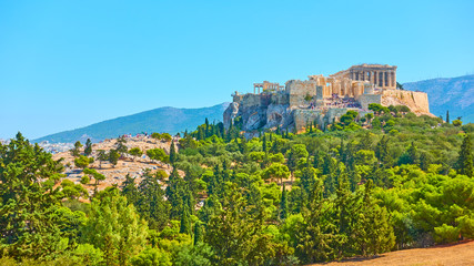 Fototapeta na wymiar Acropolis hill in Athens
