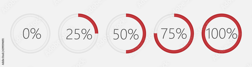 Aufkleber modern circle progress bar, loading and buffering percentage icon set vector illustration. web icon