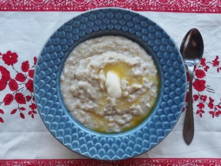 Traditional Finnish puuro, porridge with butter.
