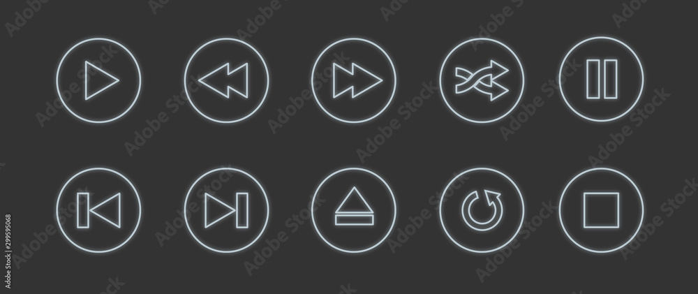Poster media player flat buttons icons vector set