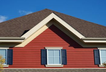 Obraz premium windows house roof pinion property residence home renting red facade