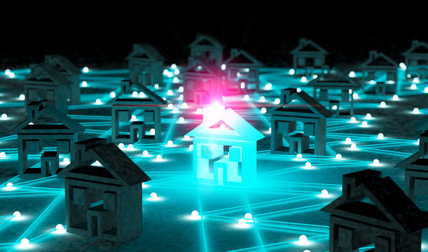 Conceptual image related to house and technology.Searching for a house in the internet