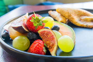 Mixed Fruit for Breakfast on a plate