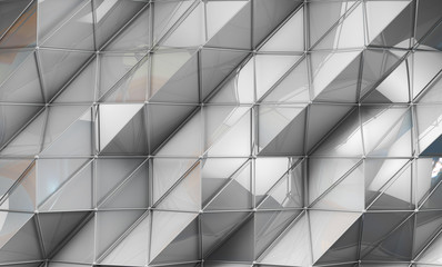 Abstract textured polygonal background.3d rendering.White and grey squared and triangle background geometric design